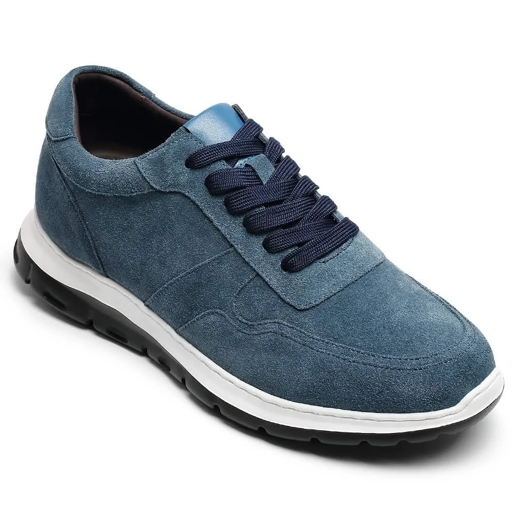 7CM/2.76 Inches CMR CHAMARIPA  Custom-Made Navy Suede Elevator Sneakers for Men