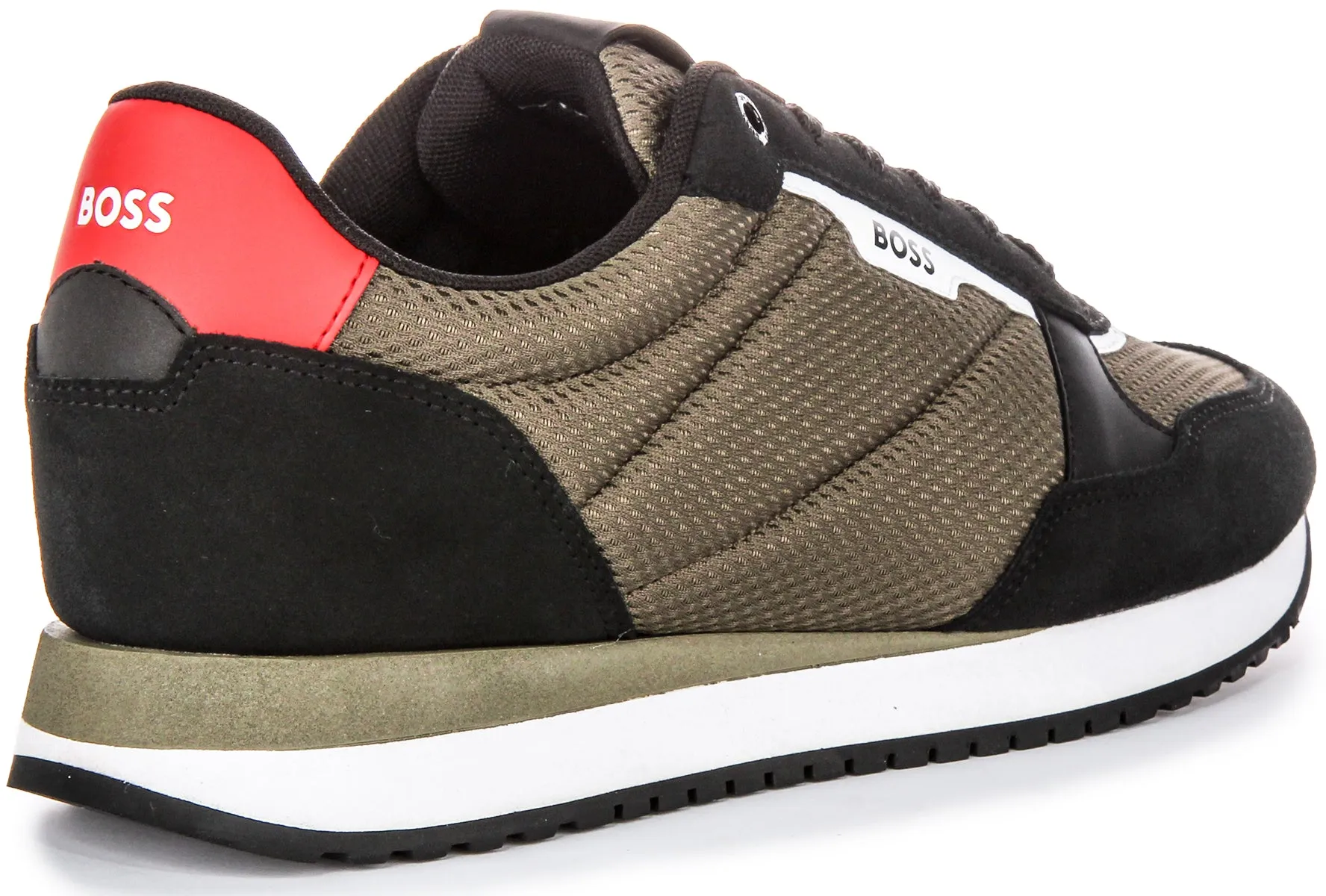 Boss Kai Runner Mesh In Black Green For Men