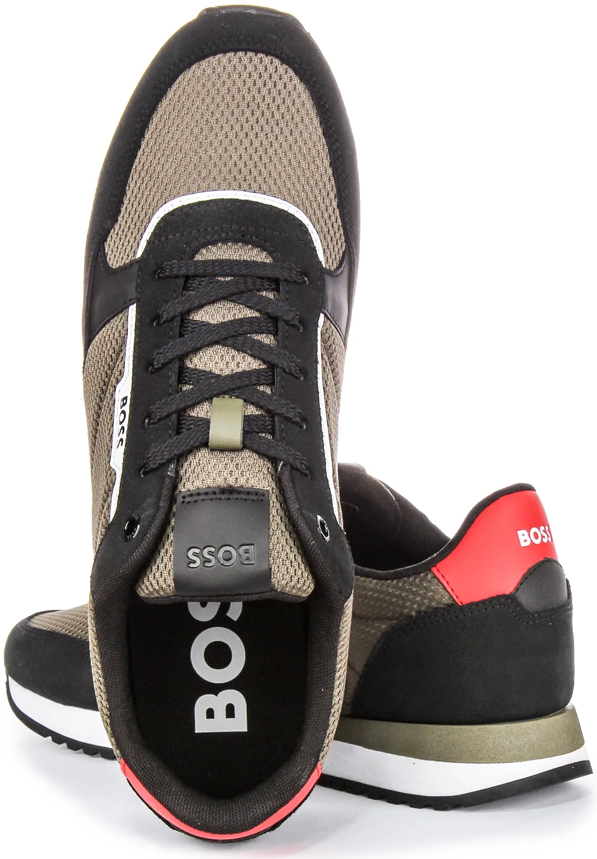 Boss Kai Runner Mesh In Black Green For Men