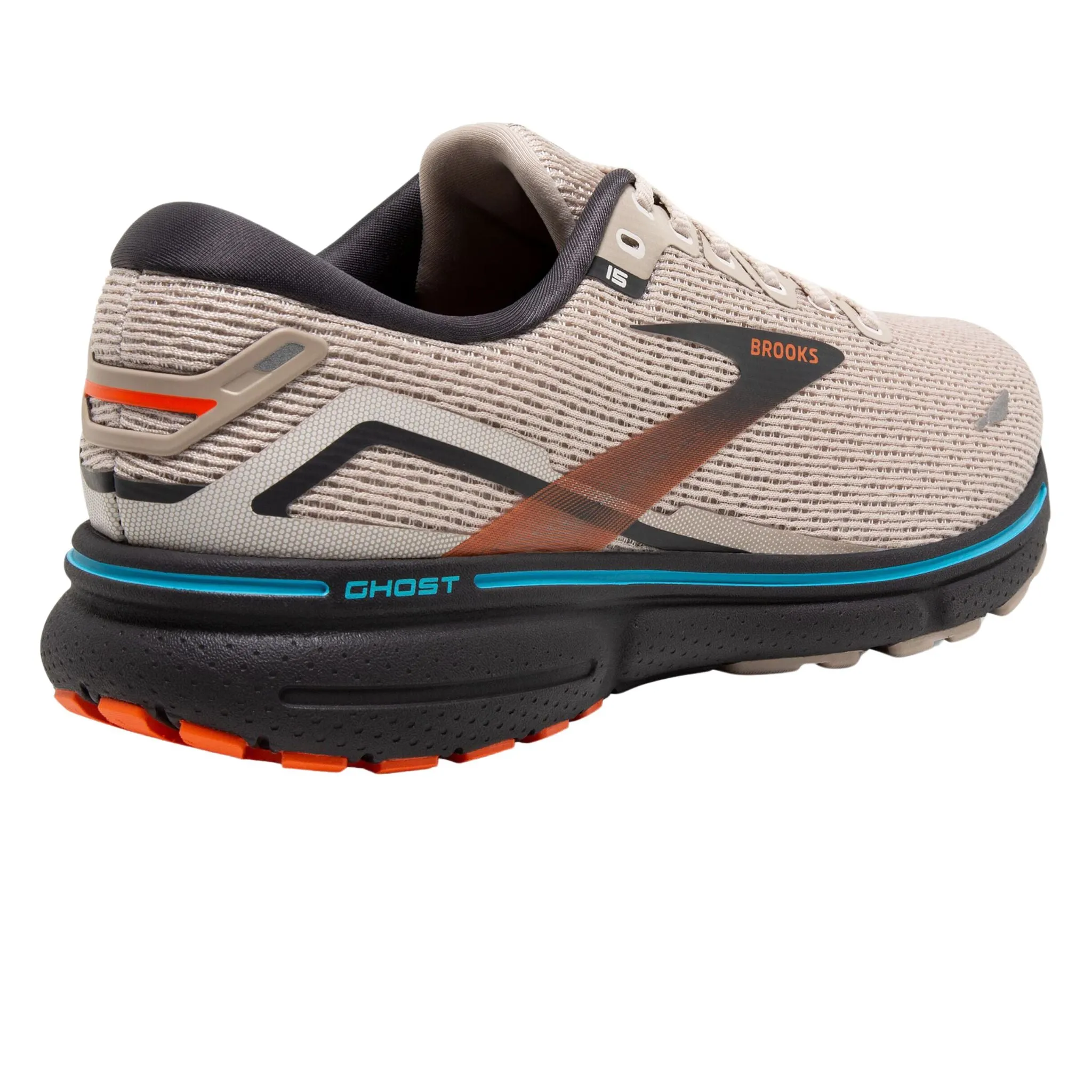 Brooks Men's 110393 141 Ghost 15 White Sand Red Orange Blue Cushion  Running Shoes