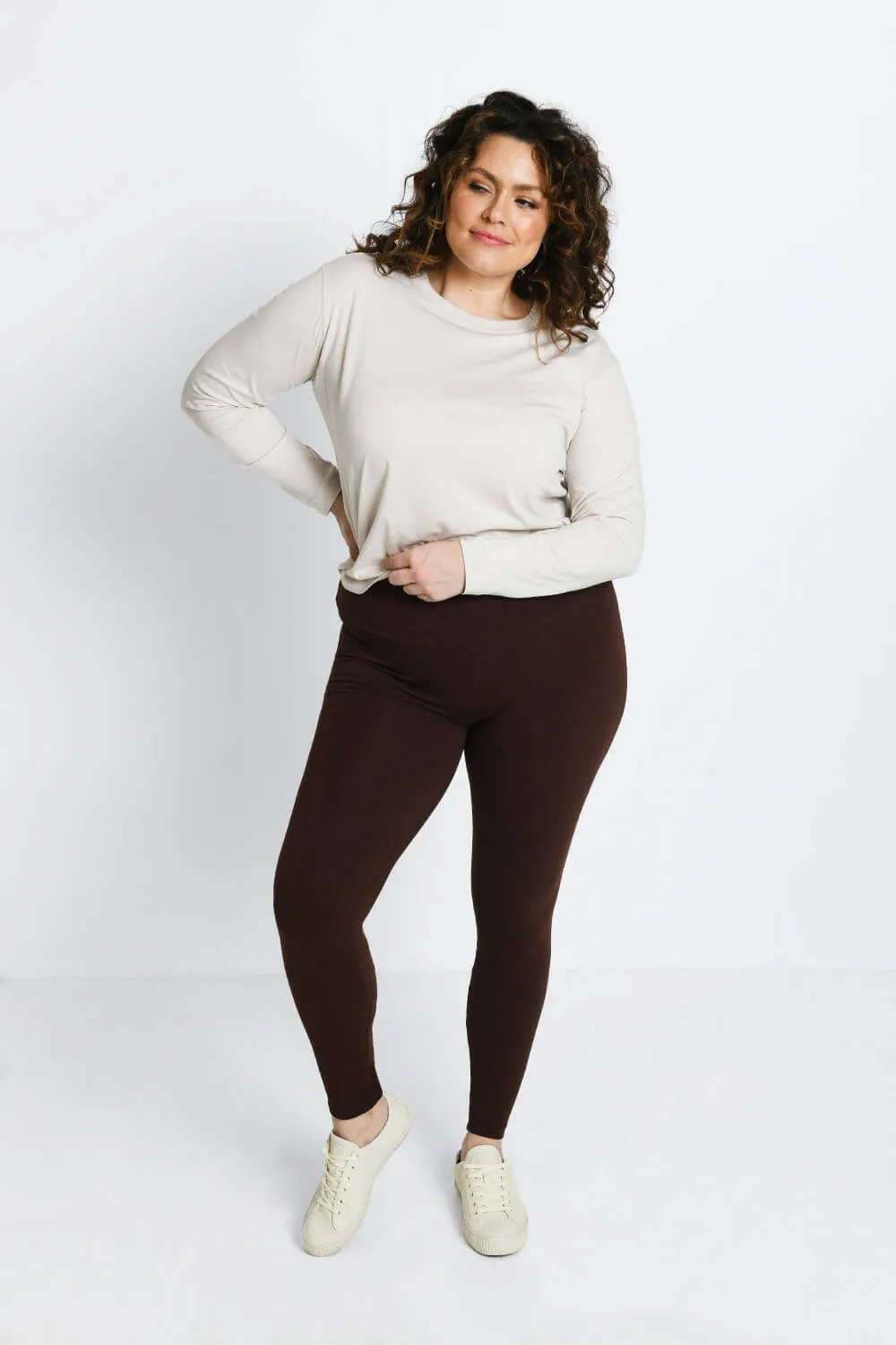 Curve Everyday High Waisted Leggings - Chocolate Brown