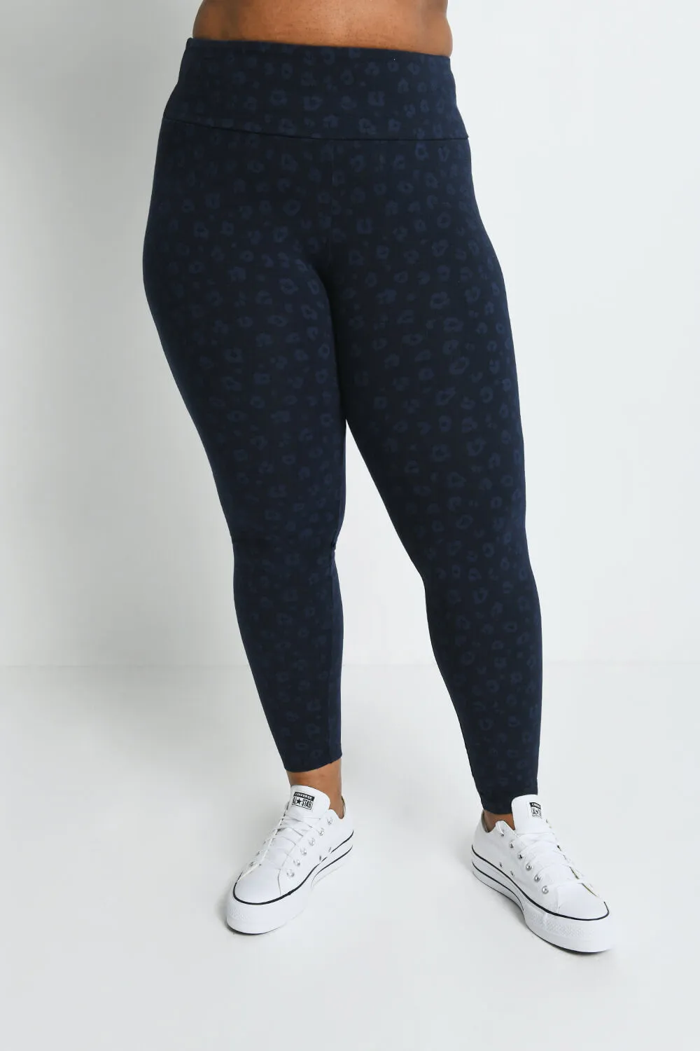 Curve Everyday High Waisted Leggings - Navy Animal Print