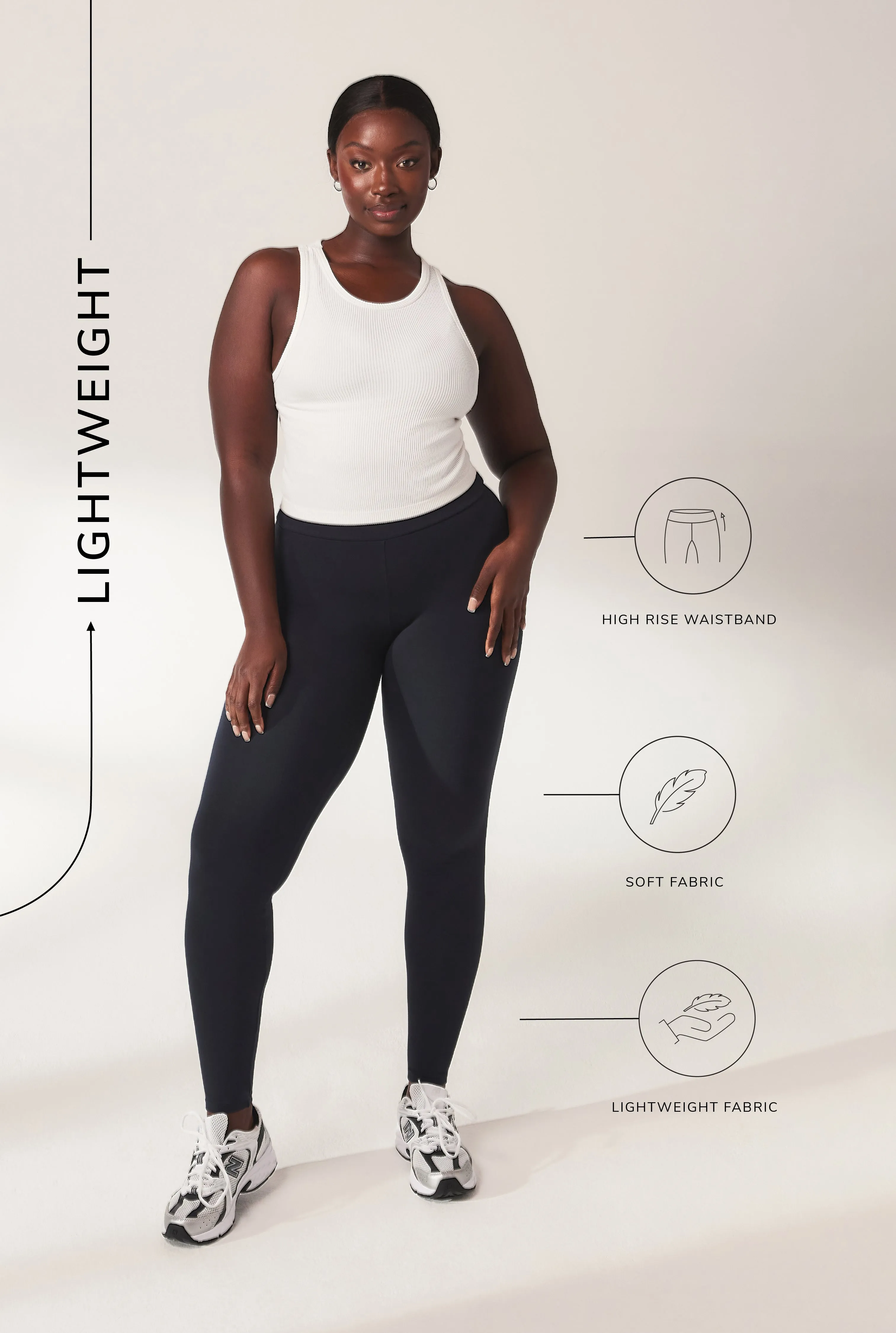 Curve Lightweight Everyday High Waisted Leggings - Vintage Navy