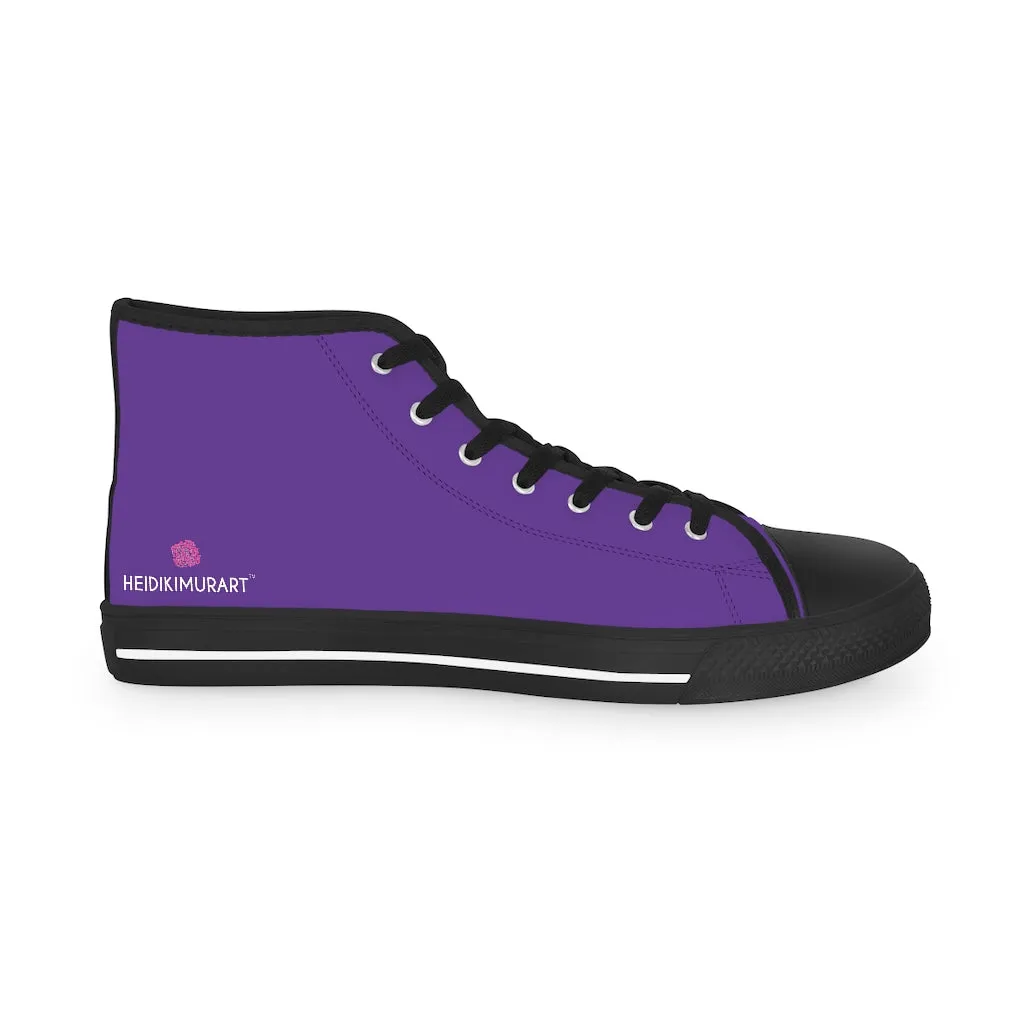 Dark Purple Men's High Tops, Modern Minimalist Best Men's High Top Sneakers  (US Size: 5-14)