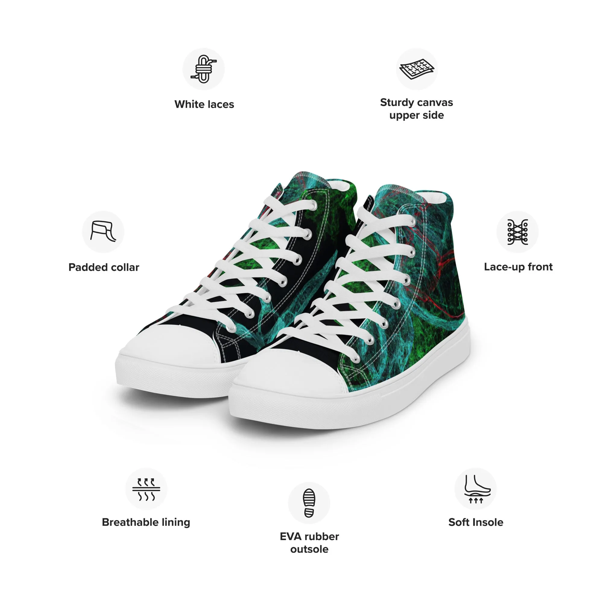 Elevate Your Style: Unique Dark Green Abstract High Tops | Limited Edition