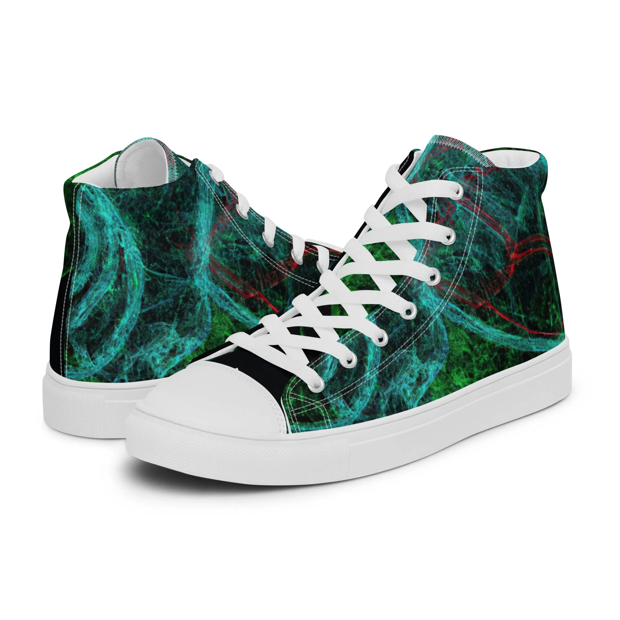 Elevate Your Style: Unique Dark Green Abstract High Tops | Limited Edition