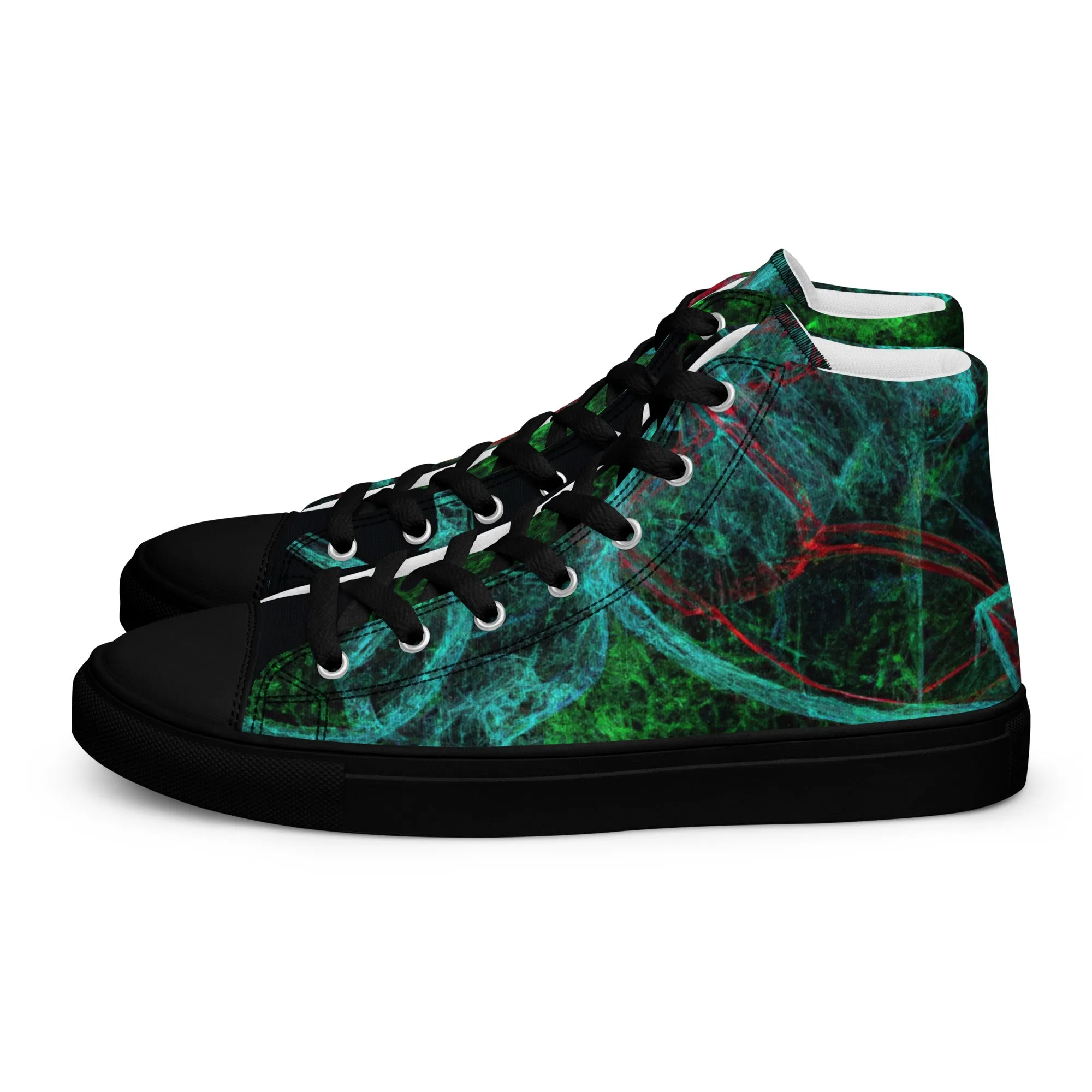 Elevate Your Style: Unique Dark Green Abstract High Tops | Limited Edition