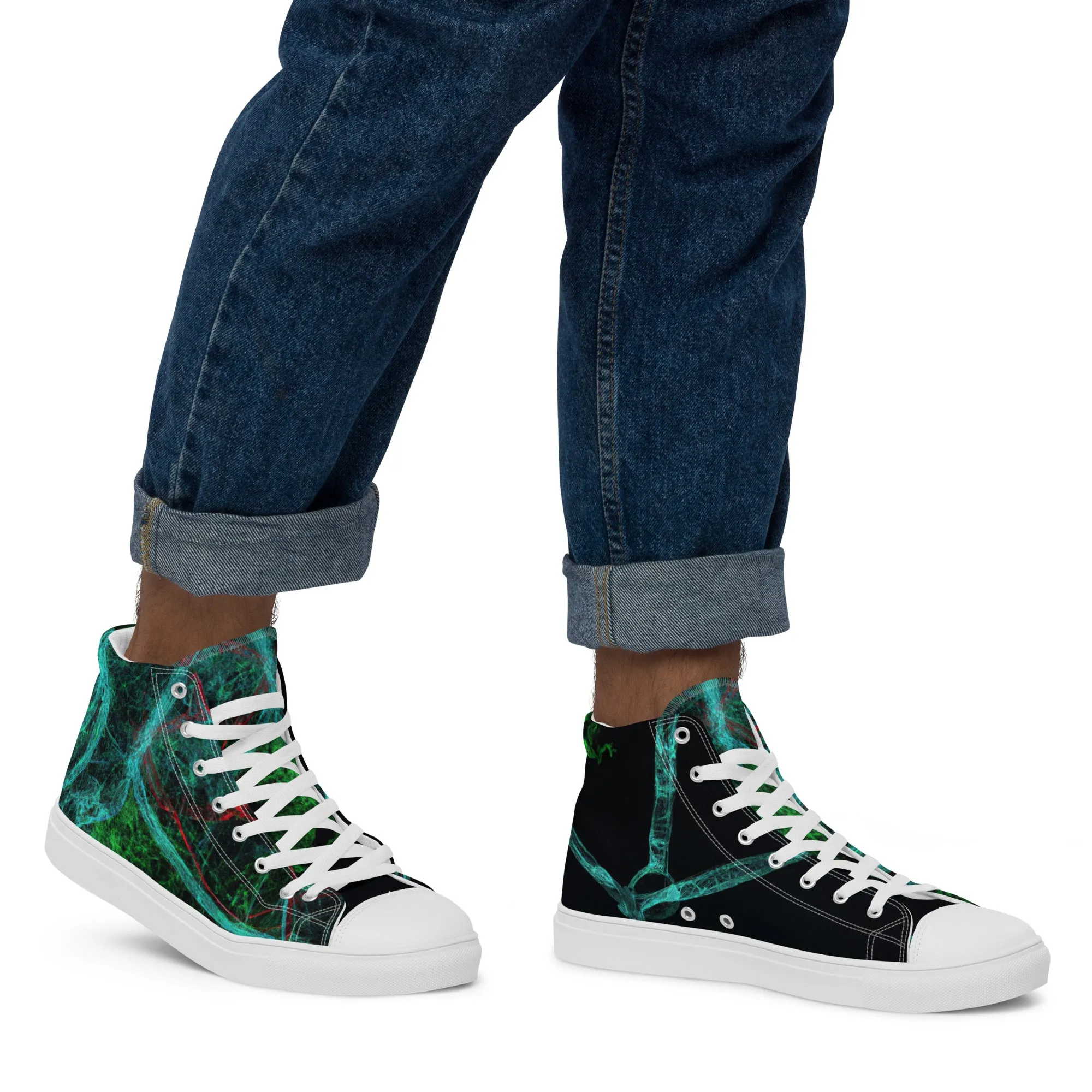 Elevate Your Style: Unique Dark Green Abstract High Tops | Limited Edition