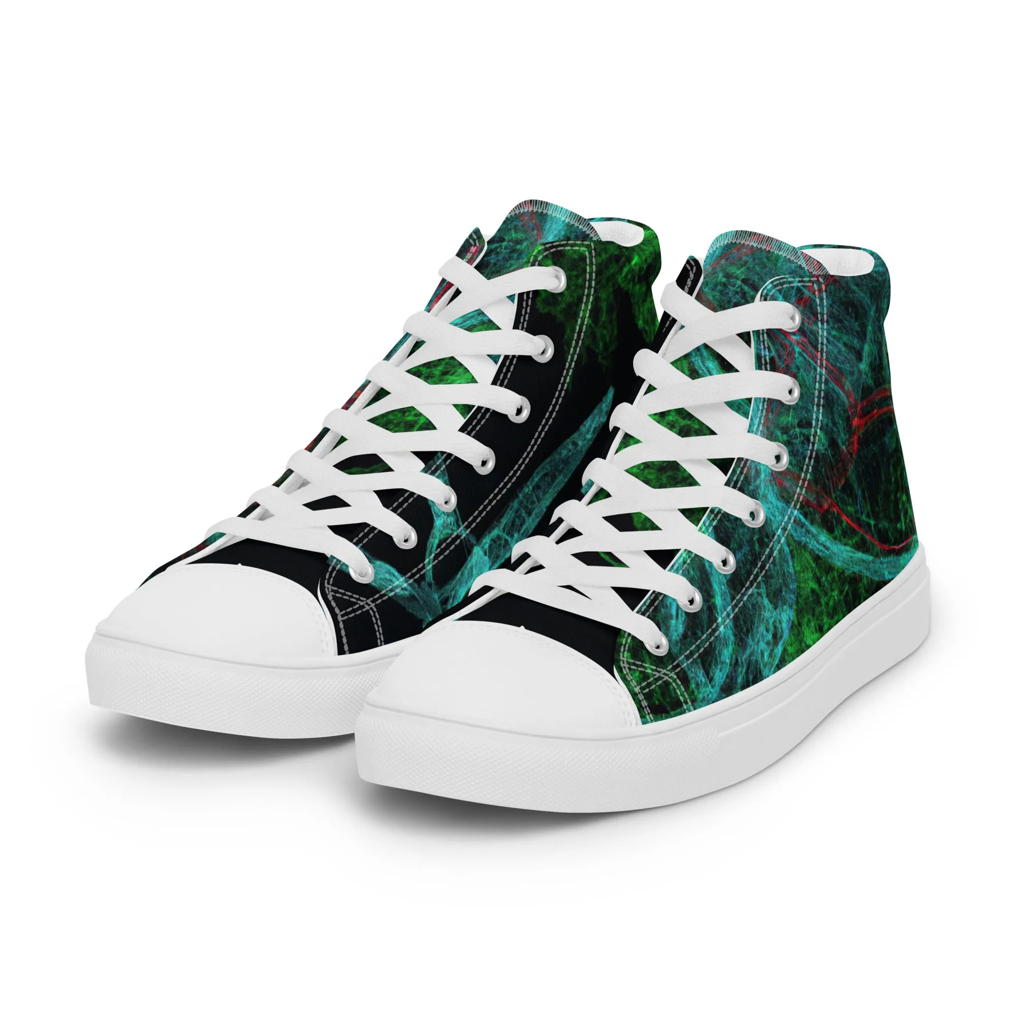 Elevate Your Style: Unique Dark Green Abstract High Tops | Limited Edition