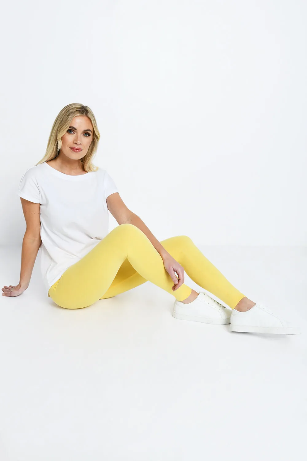 Everyday High Waisted Leggings - Pastel Yellow