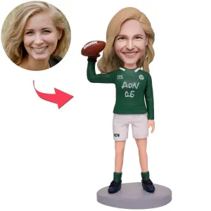 Female Rugby Player Personalized Bobblehead Dolls