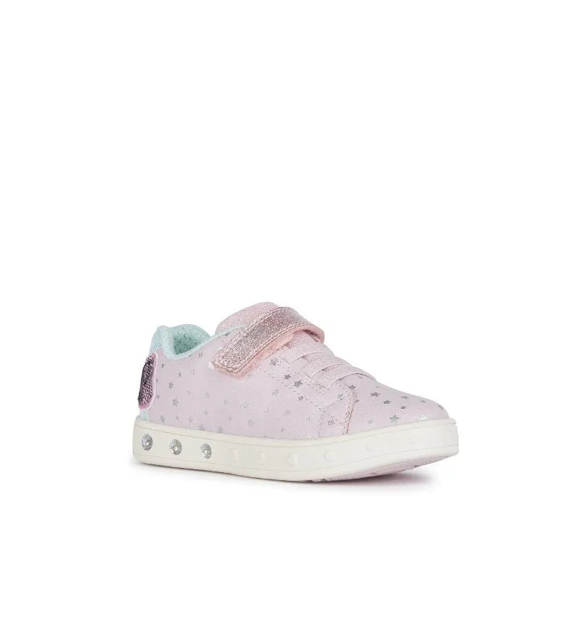 Geox Girls Slip In Pink Light Up Unicorn Casual Trainer Skylin - J458WC