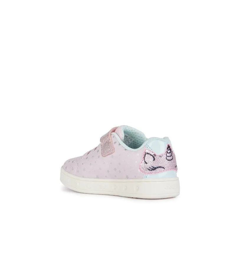 Geox Girls Slip In Pink Light Up Unicorn Casual Trainer Skylin - J458WC