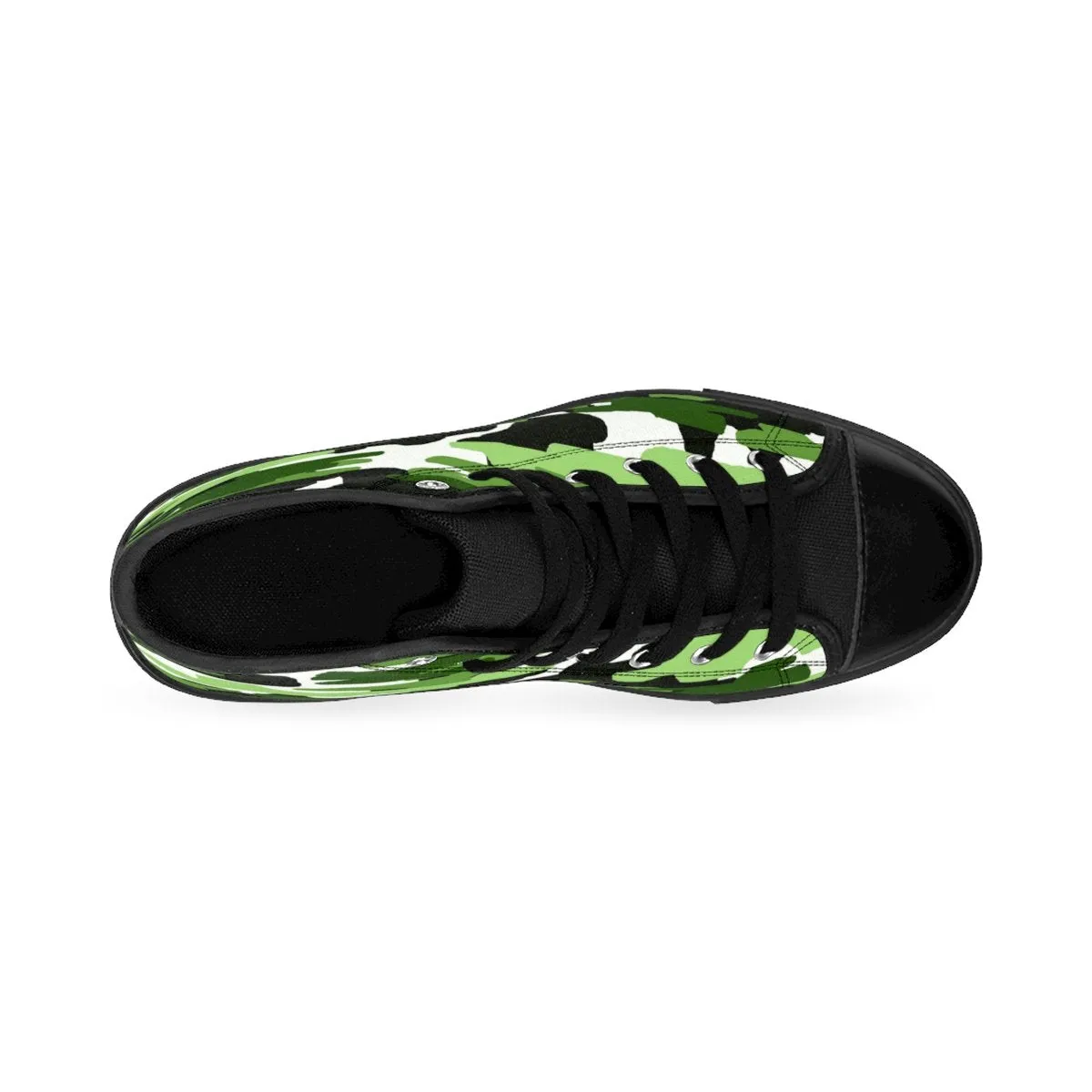 Green Camo Sneakers, Best Frog White Green Camouflage Army Military Print Men's High-top Sneakers Shoes