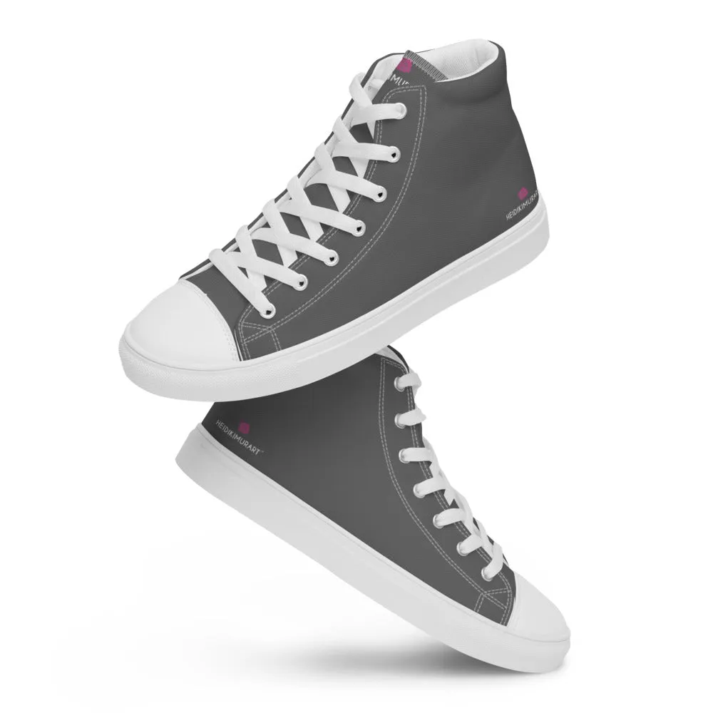 Grey Ladies' High Top Sneakers, Solid Grey Color Best Women’s High Top Canvas Tennis Shoes