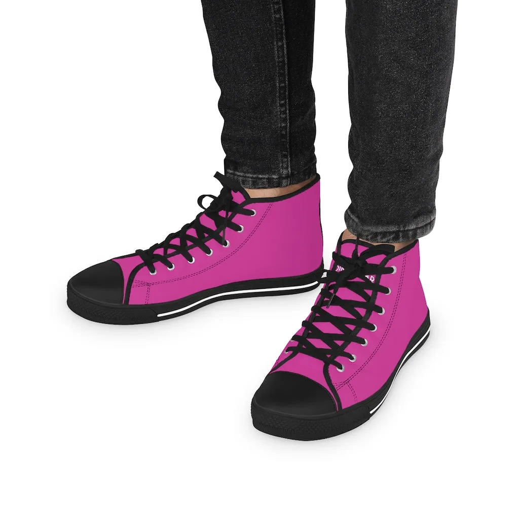 Hot Pink Men's High Tops, Modern Minimalist Best Men's High Top Sneakers (US Size: 5-14)