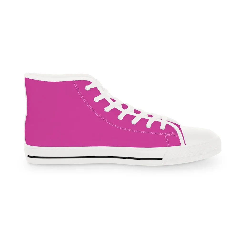 Hot Pink Men's High Tops, Modern Minimalist Best Men's High Top Sneakers (US Size: 5-14)