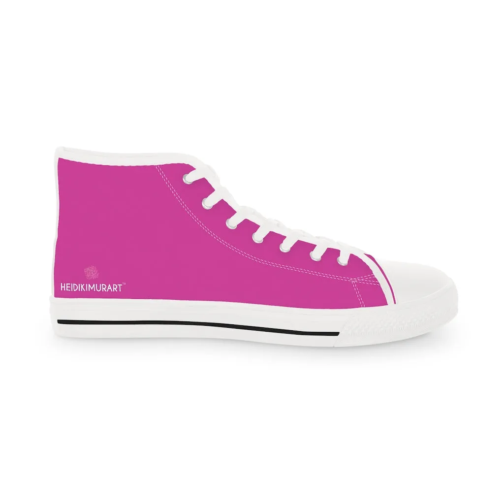 Hot Pink Men's High Tops, Modern Minimalist Best Men's High Top Sneakers (US Size: 5-14)