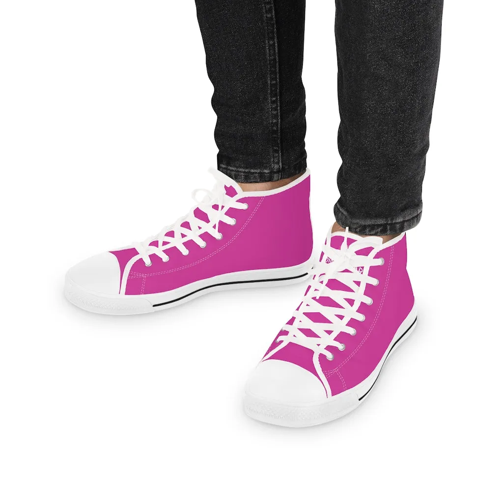 Hot Pink Men's High Tops, Modern Minimalist Best Men's High Top Sneakers (US Size: 5-14)