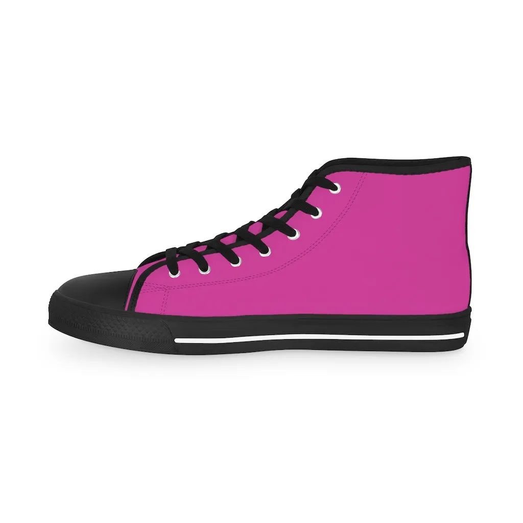 Hot Pink Men's High Tops, Modern Minimalist Best Men's High Top Sneakers (US Size: 5-14)