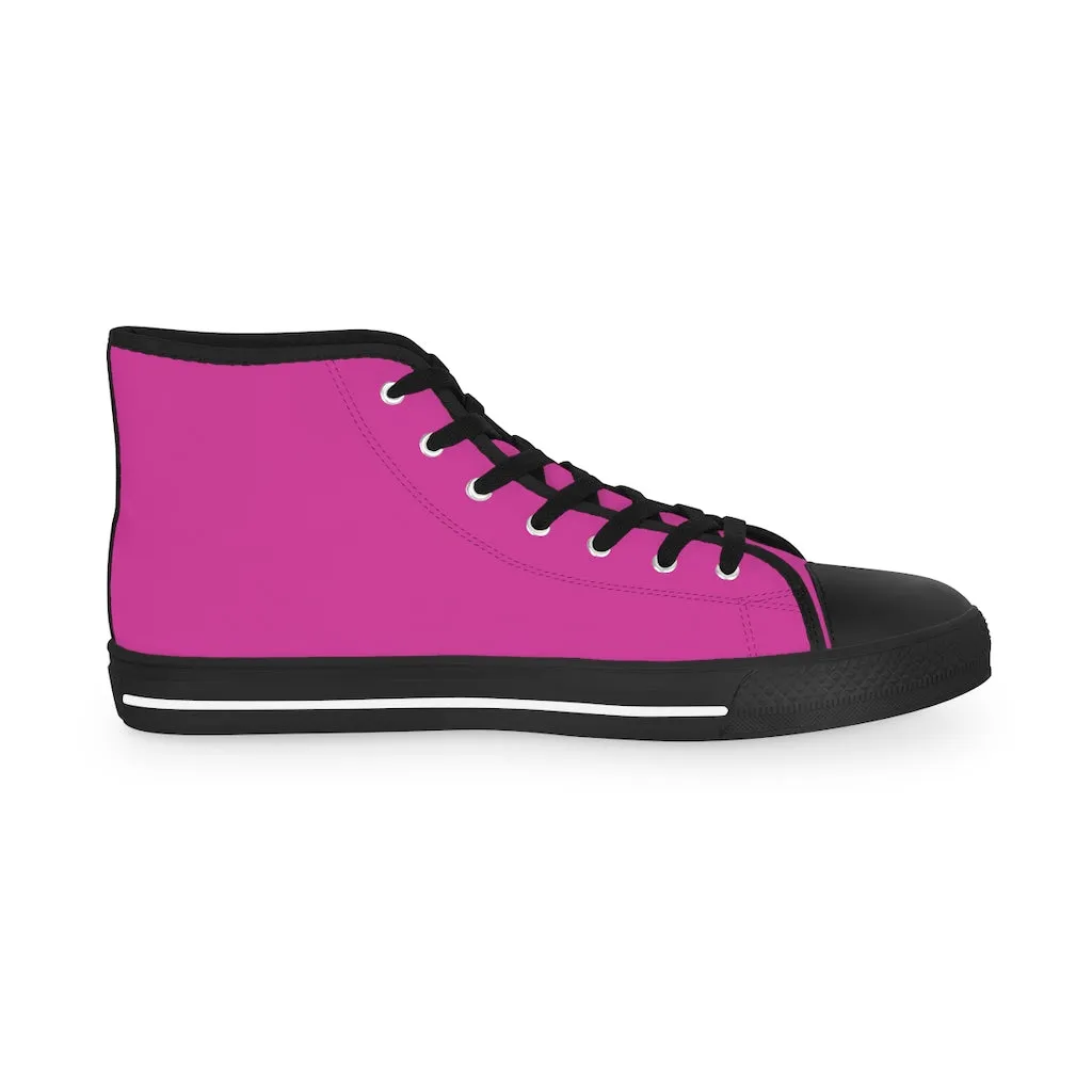 Hot Pink Men's High Tops, Modern Minimalist Best Men's High Top Sneakers (US Size: 5-14)