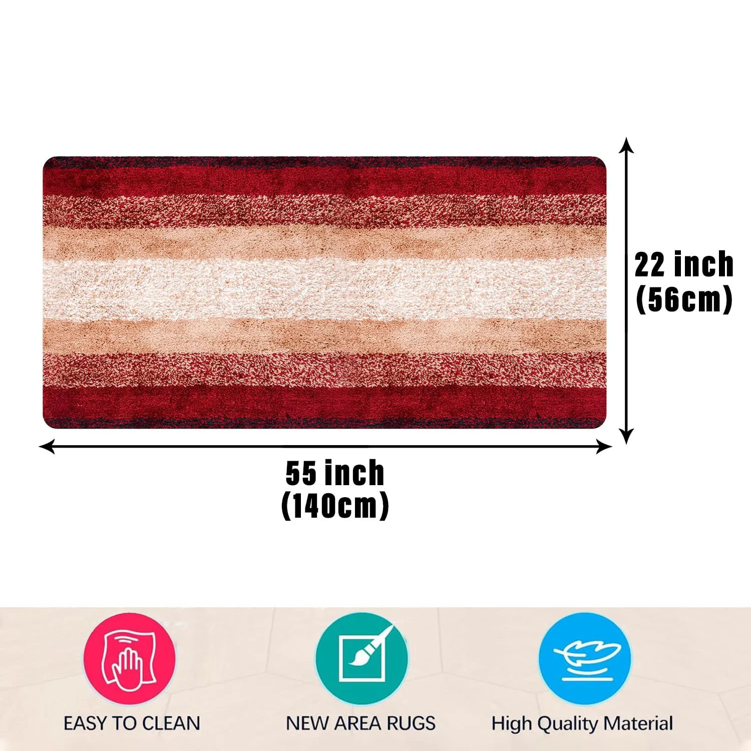 Kuber Industries Runner | Bedside Runner for Bedroom | Maroon Patta Home Decor Runner & Door Mat Combo | Anti-Skid Runner & Door Mat | Runner & Door Mat Set | Set of 2 | Cream