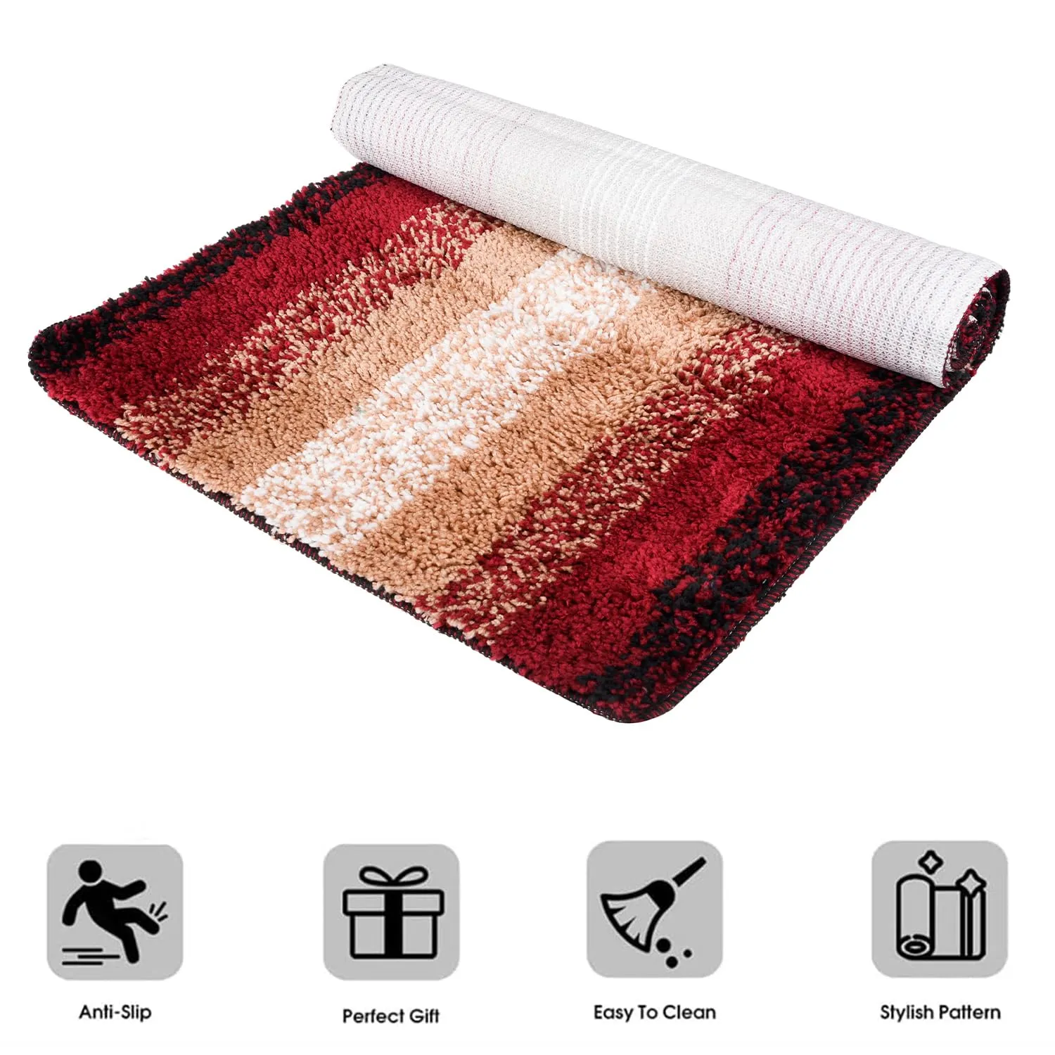 Kuber Industries Runner | Bedside Runner for Bedroom | Maroon Patta Home Decor Runner & Door Mat Combo | Anti-Skid Runner & Door Mat | Runner & Door Mat Set | Set of 2 | Cream