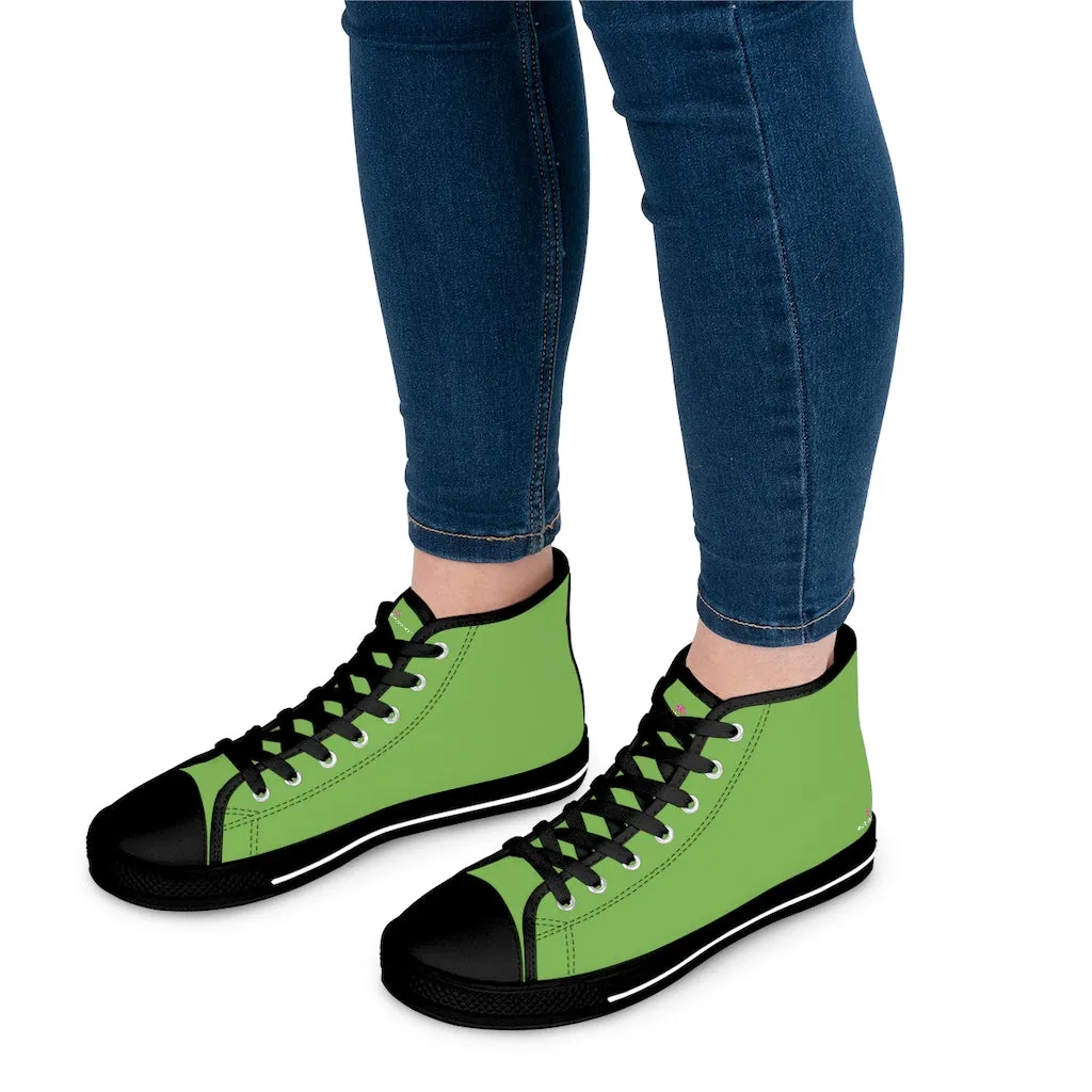 Light Green Ladies' High Tops, Solid Color Best Women's High Top Canvas Sneakers Tennis Shoes