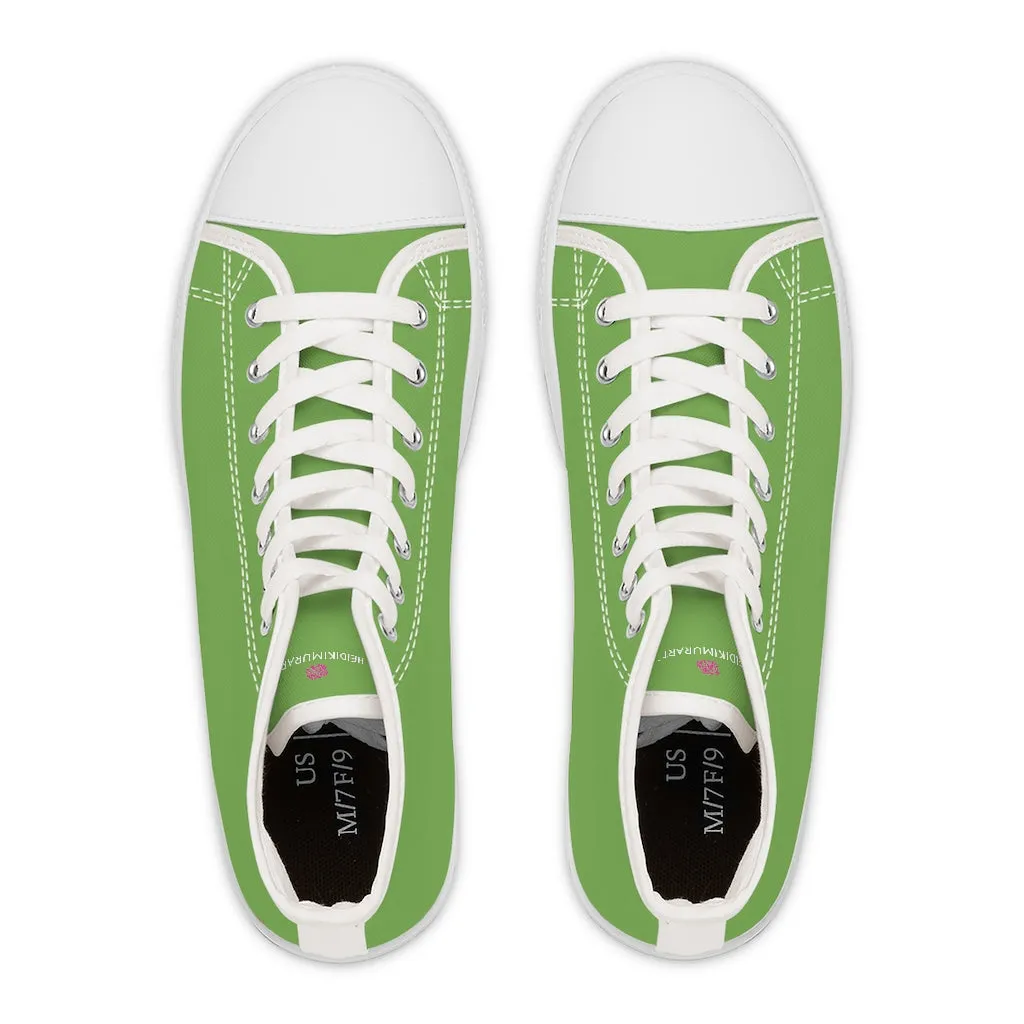 Light Green Ladies' High Tops, Solid Color Best Women's High Top Canvas Sneakers Tennis Shoes