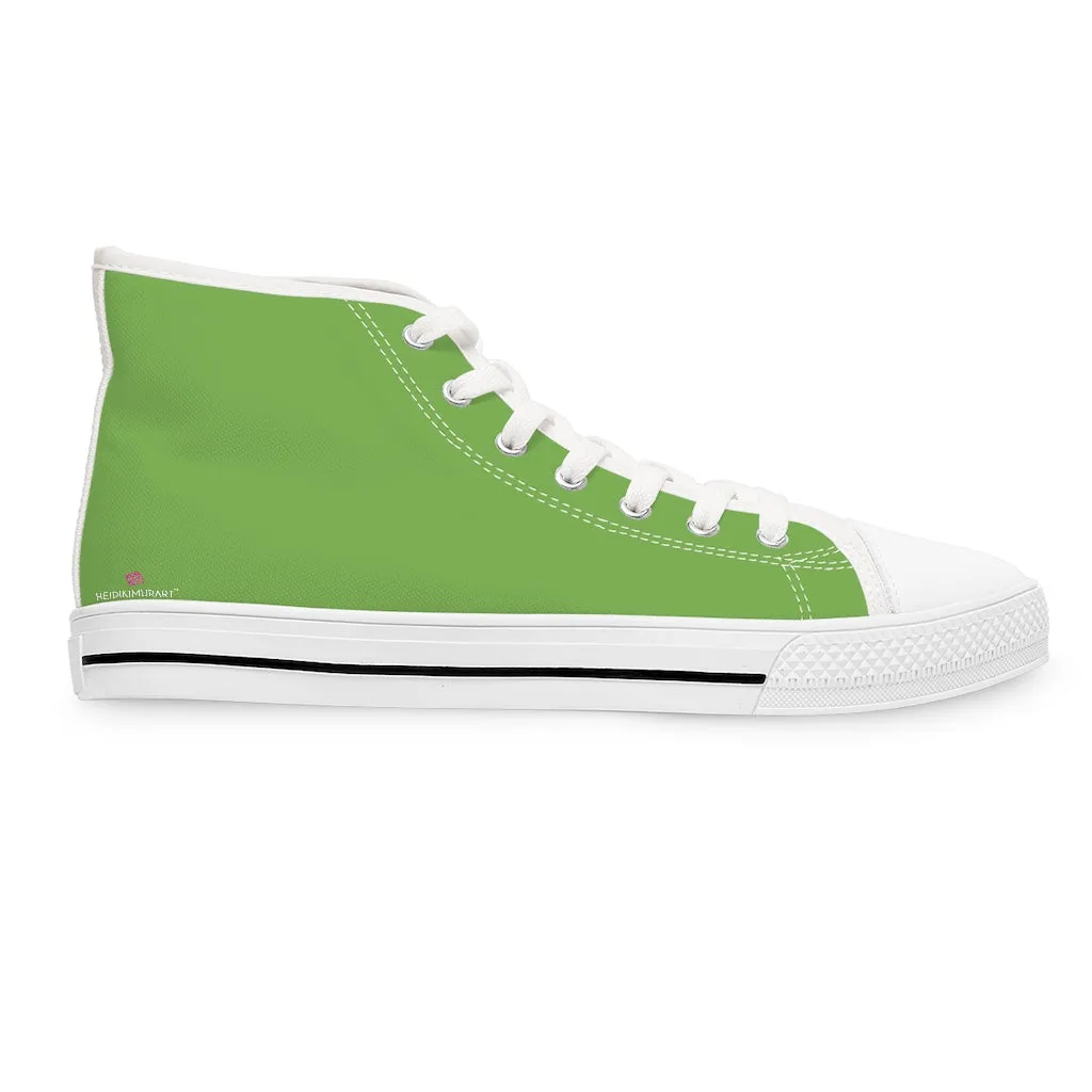 Light Green Ladies' High Tops, Solid Color Best Women's High Top Canvas Sneakers Tennis Shoes