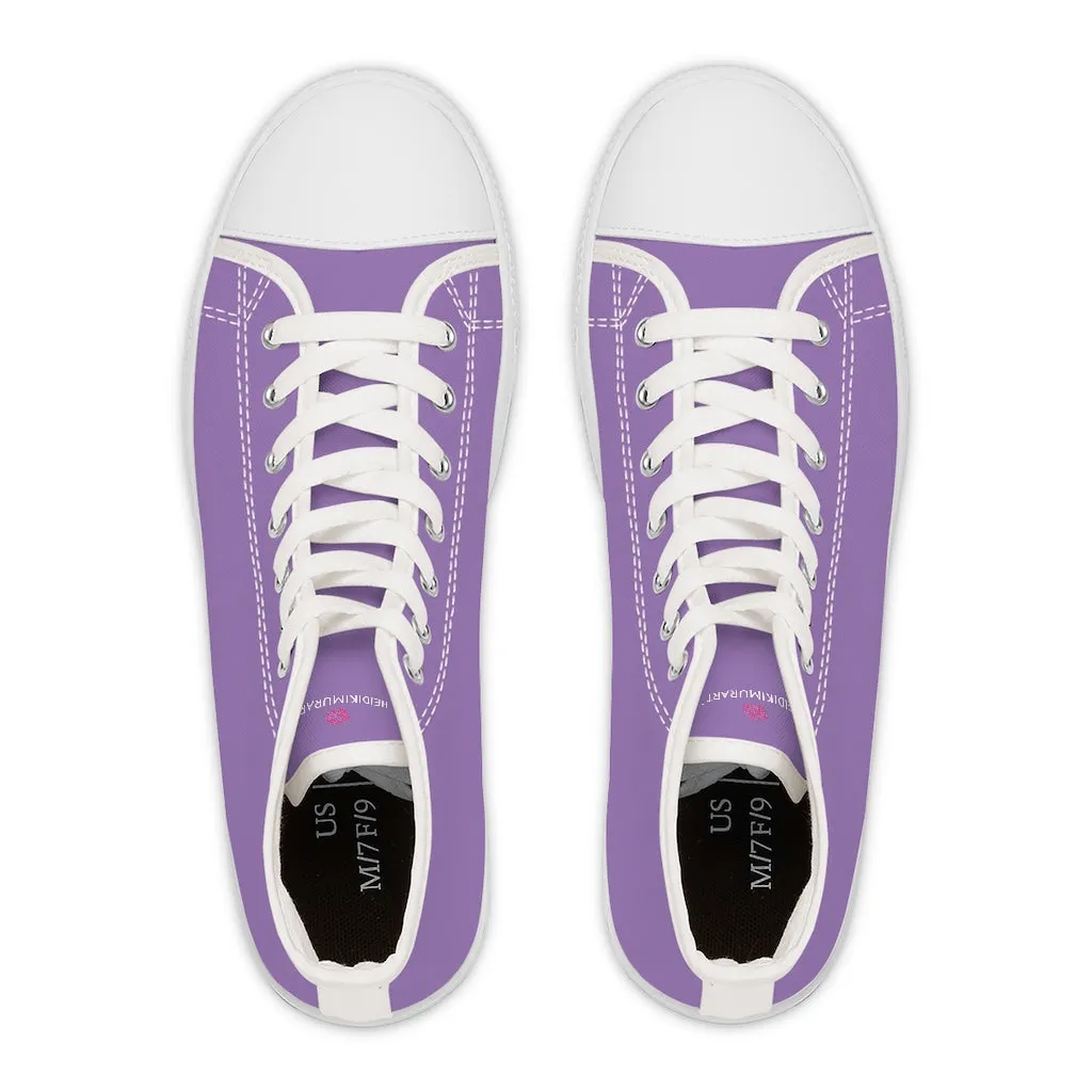 Light Purple Ladies' High Tops, Solid Color Best Women's High Top Sneakers Canvas Tennis Shoes