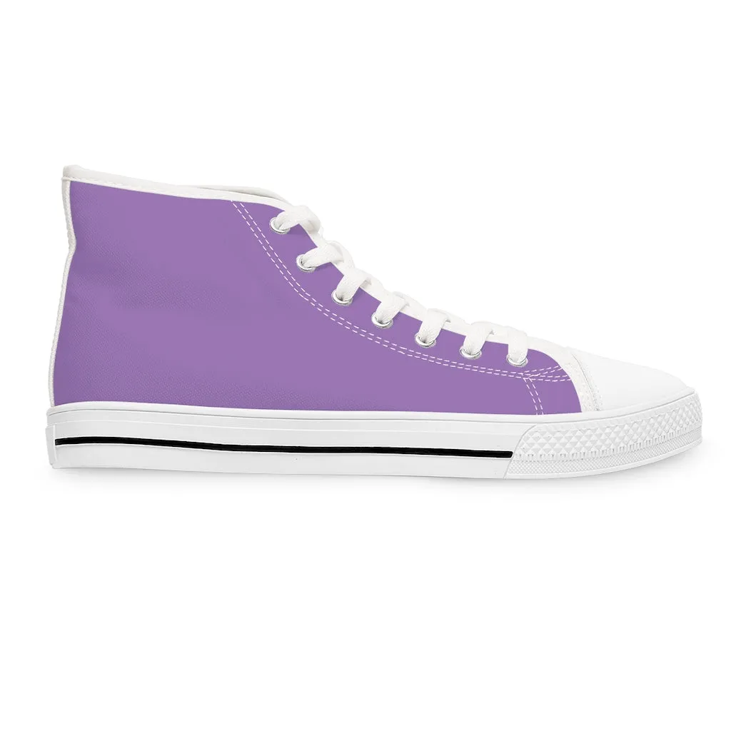 Light Purple Ladies' High Tops, Solid Color Best Women's High Top Sneakers Canvas Tennis Shoes