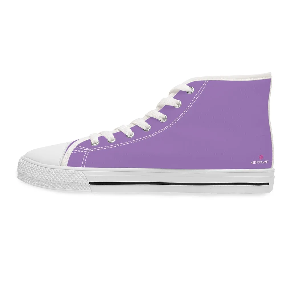 Light Purple Ladies' High Tops, Solid Color Best Women's High Top Sneakers Canvas Tennis Shoes