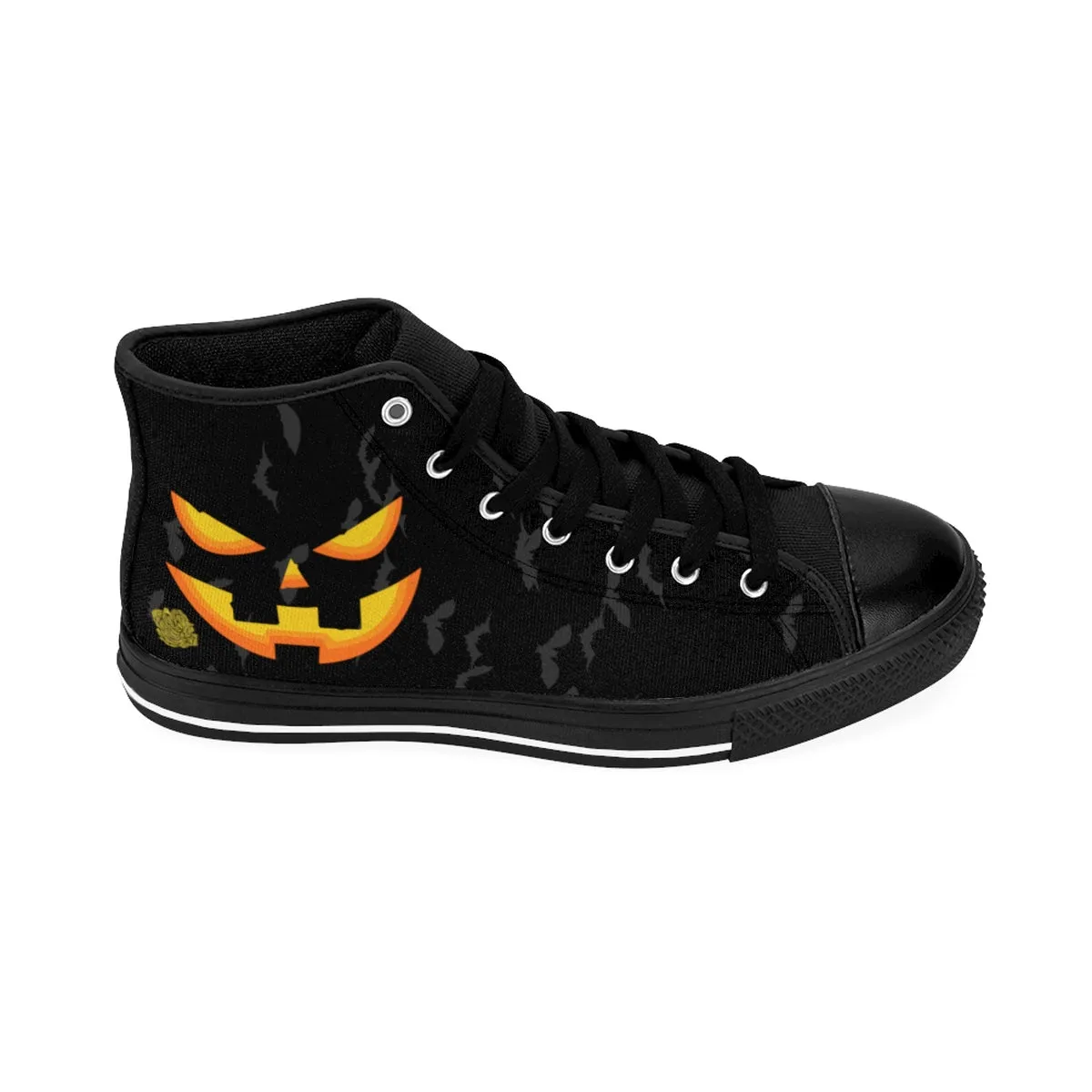 Men's Halloween Sneakers, Party Bats Orange Creepy Pumpkin Face Men's High-Top Sneakers