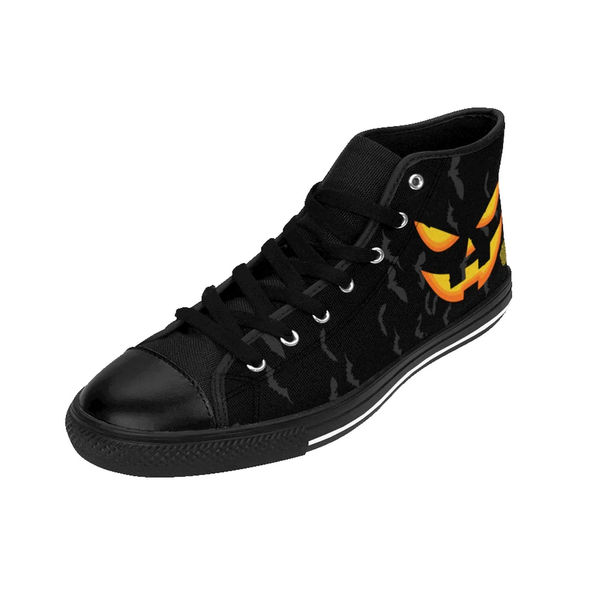 Men's Halloween Sneakers, Party Bats Orange Creepy Pumpkin Face Men's High-Top Sneakers