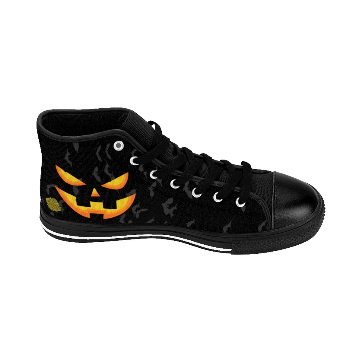 Men's Halloween Sneakers, Party Bats Orange Creepy Pumpkin Face Men's High-Top Sneakers