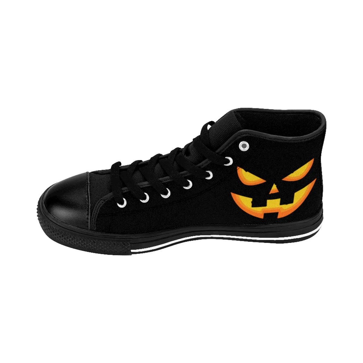 Men's Halloween Sneakers, Party Bats Orange Creepy Pumpkin Face Men's High-Top Sneakers