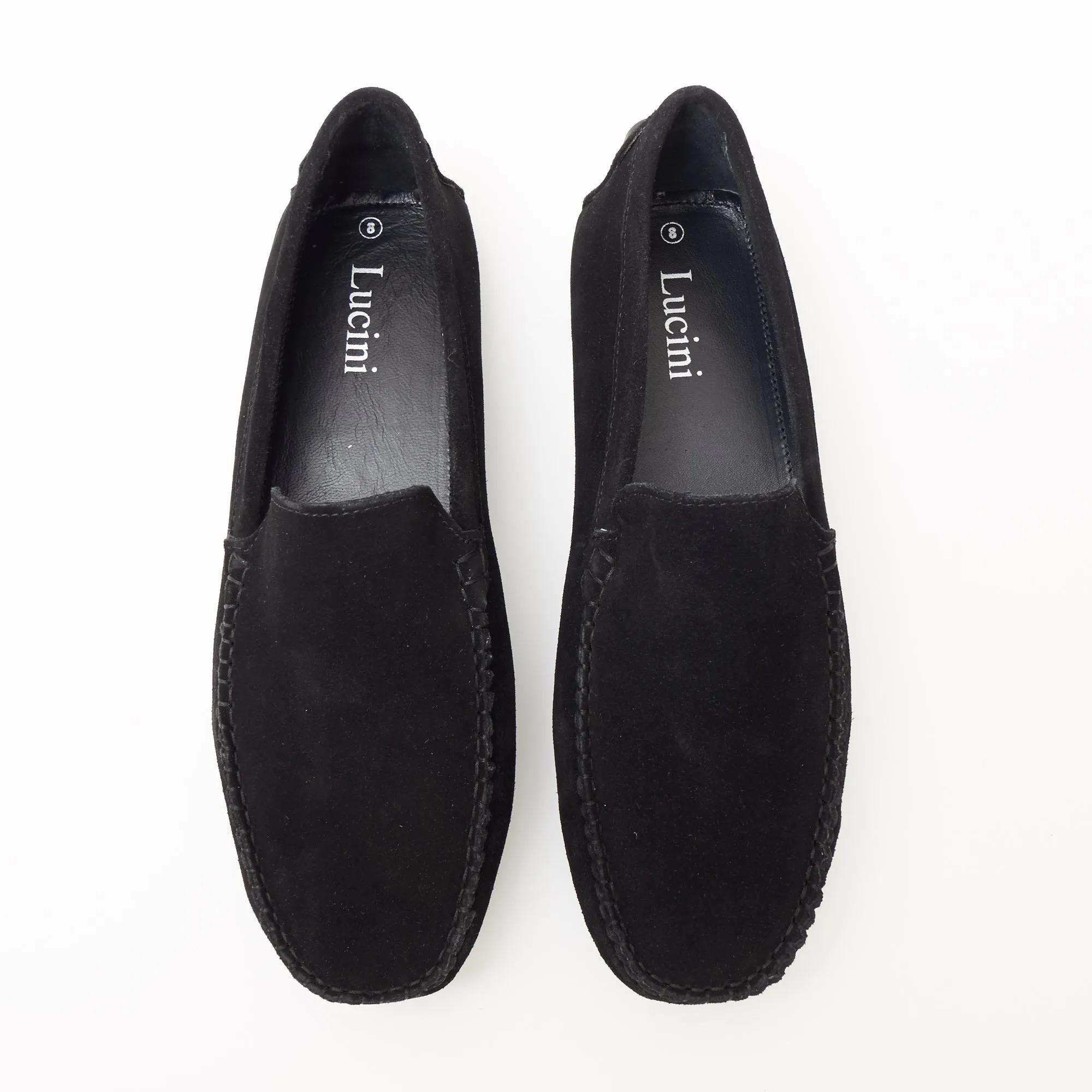 Mens Suede Casual Slip On Shoes - 4611-P_Black