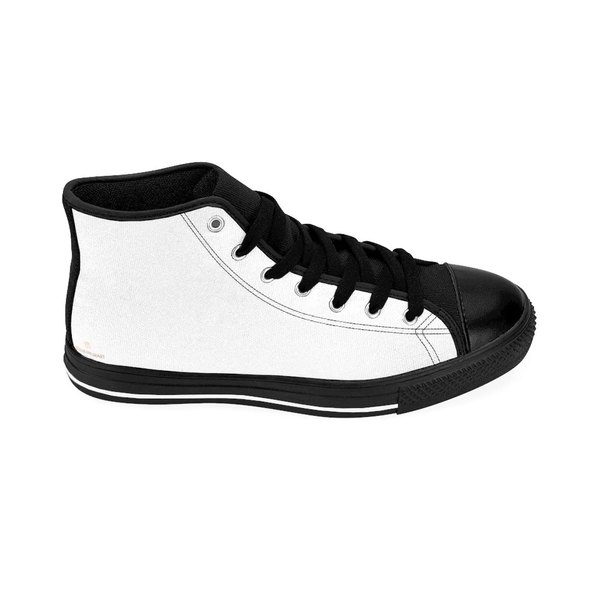 Men's White High Top Sneakers, Solid Color Premium Quality Sneakers Running Shoes (US Size: 6-14)