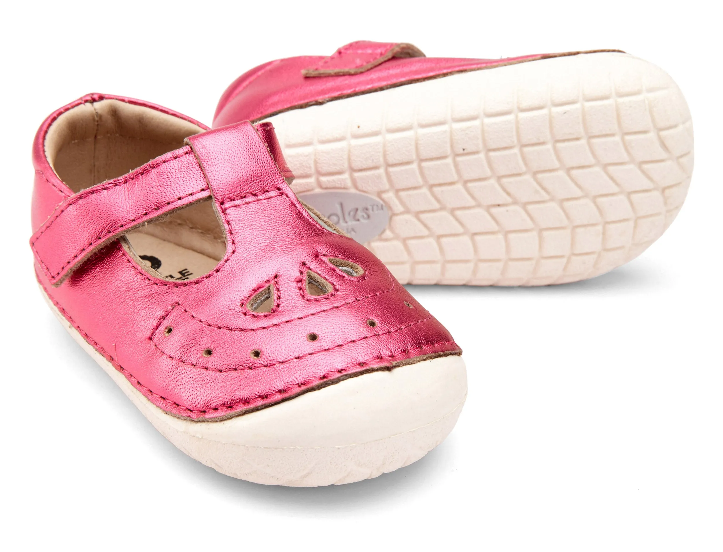 Old Soles Girl's Royal Pave T-strap Sneakers - Fuchsia Foil