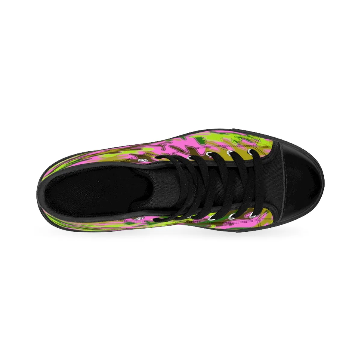 Pink Green Camo Men's Sneakers, Camouflage Army Military High-top Sneakers Tennis Shoes