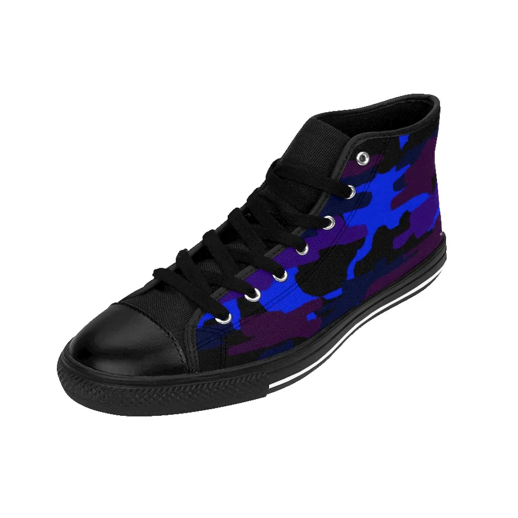 Purple Camo Women's Sneakers, Army Print Designer High-top Sneakers Canvas Tennis Shoes