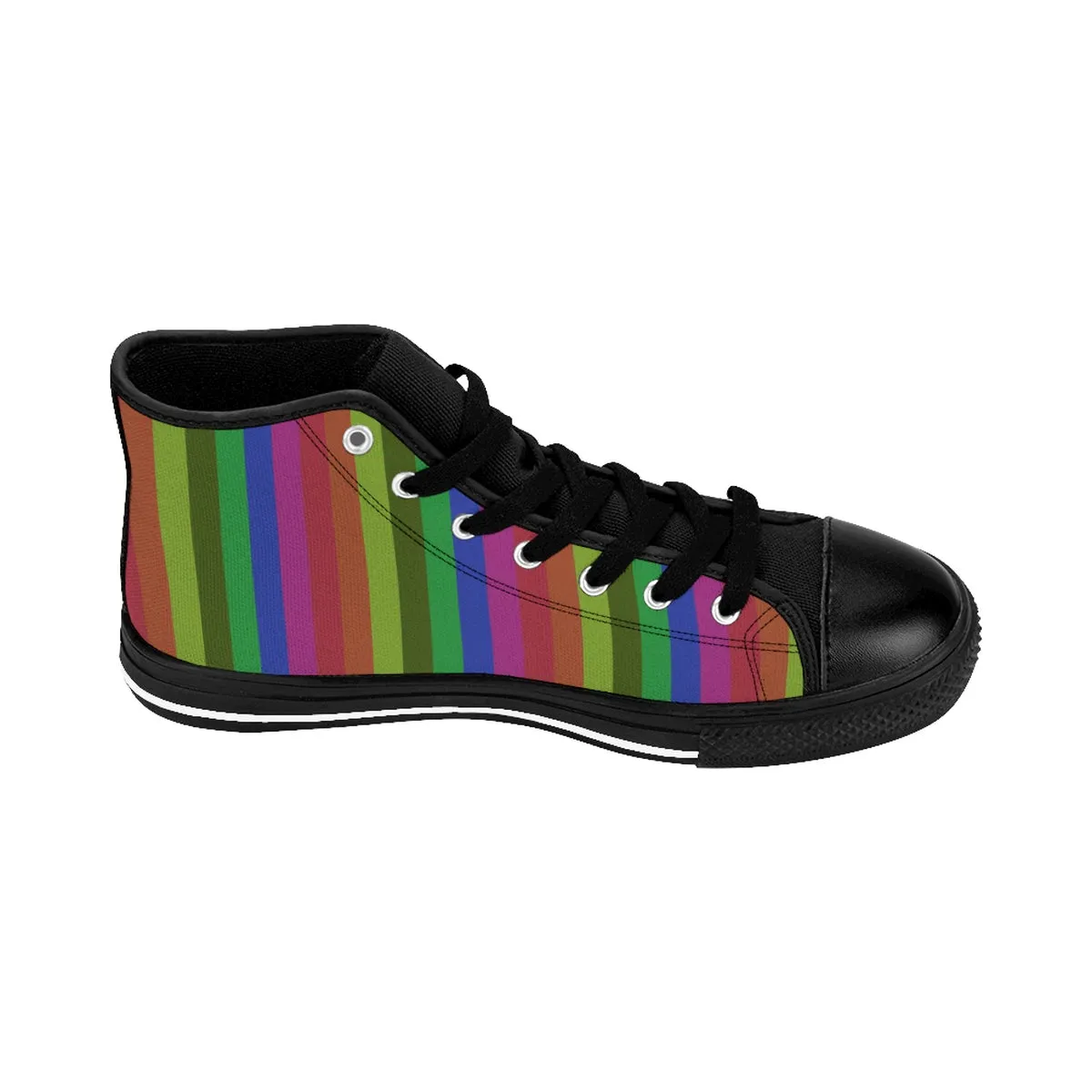 Rainbow Stripe Men's Sneakers, Gay Pride Nylon Canvas High-top Fashion Sneakers Shoes