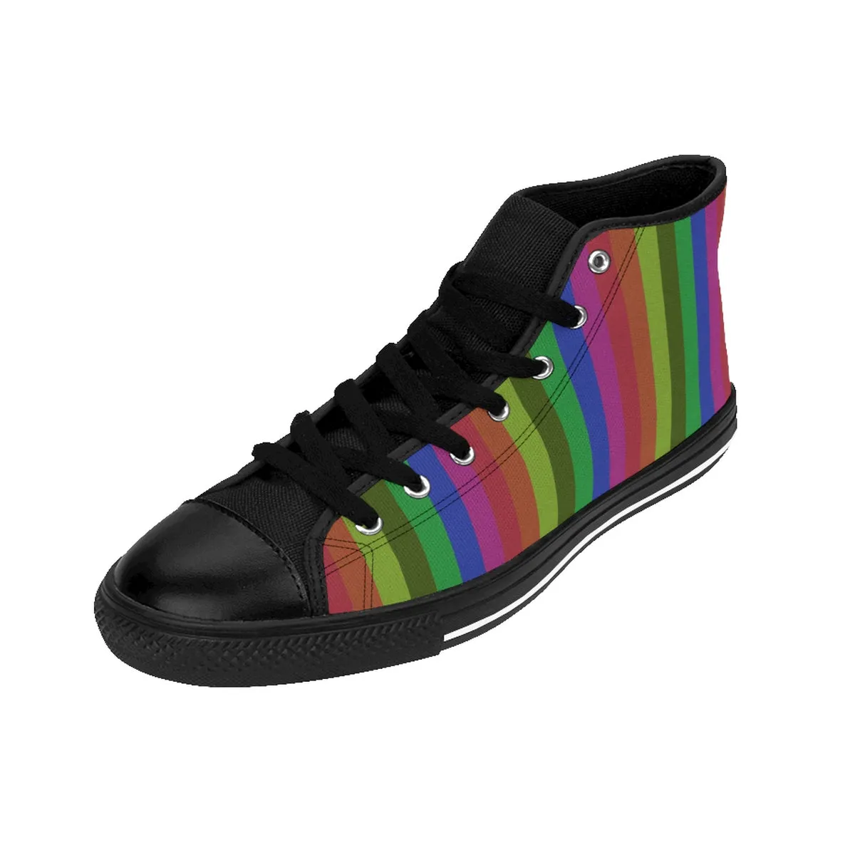 Rainbow Stripe Women's Sneakers, Gay Pride High-top Fashion Running Tennis Shoes