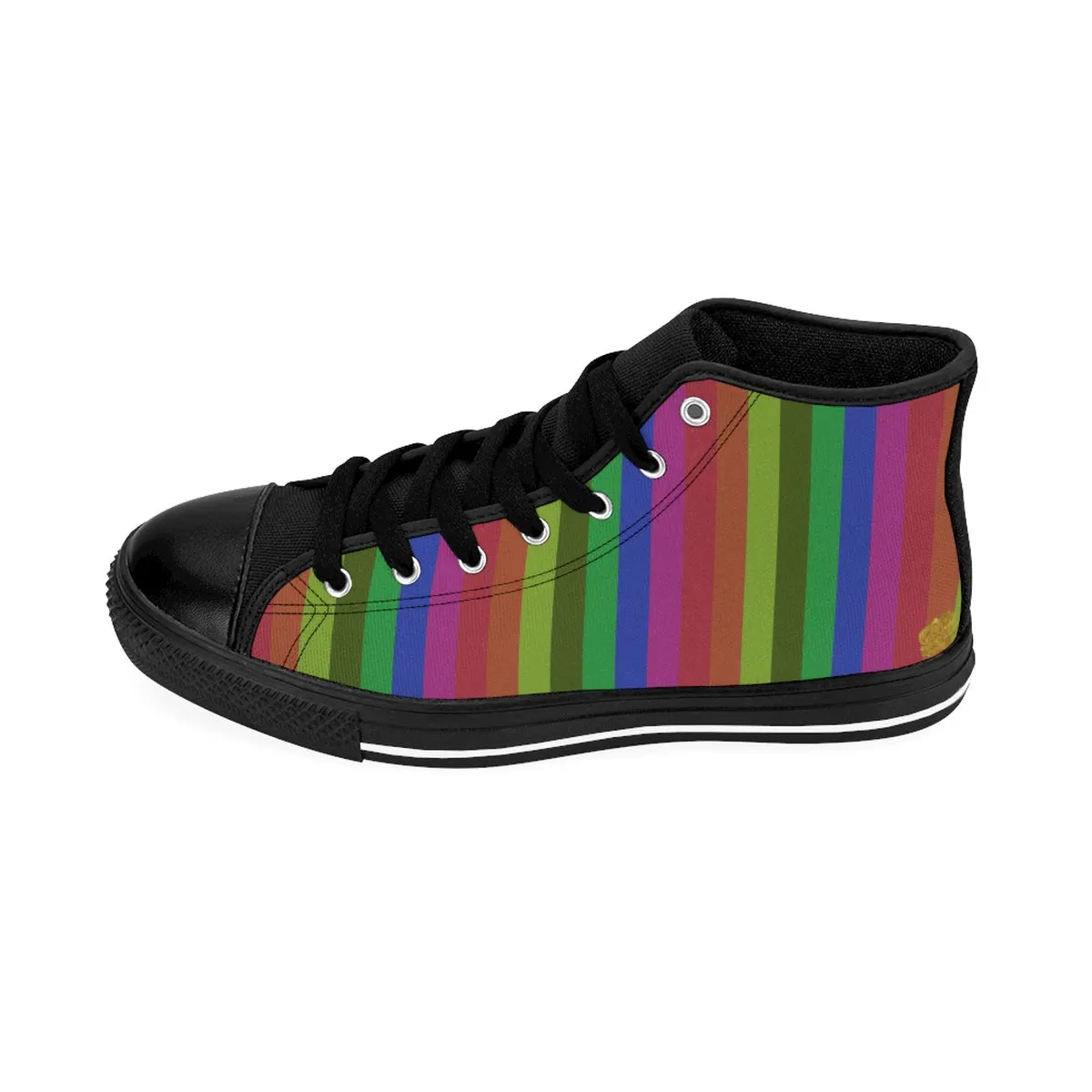 Rainbow Stripe Women's Sneakers, Gay Pride High-top Fashion Running Tennis Shoes