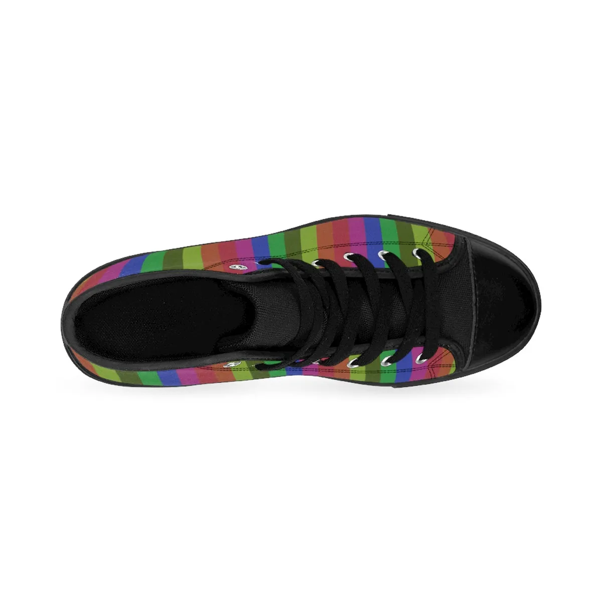 Rainbow Stripe Women's Sneakers, Gay Pride High-top Fashion Running Tennis Shoes