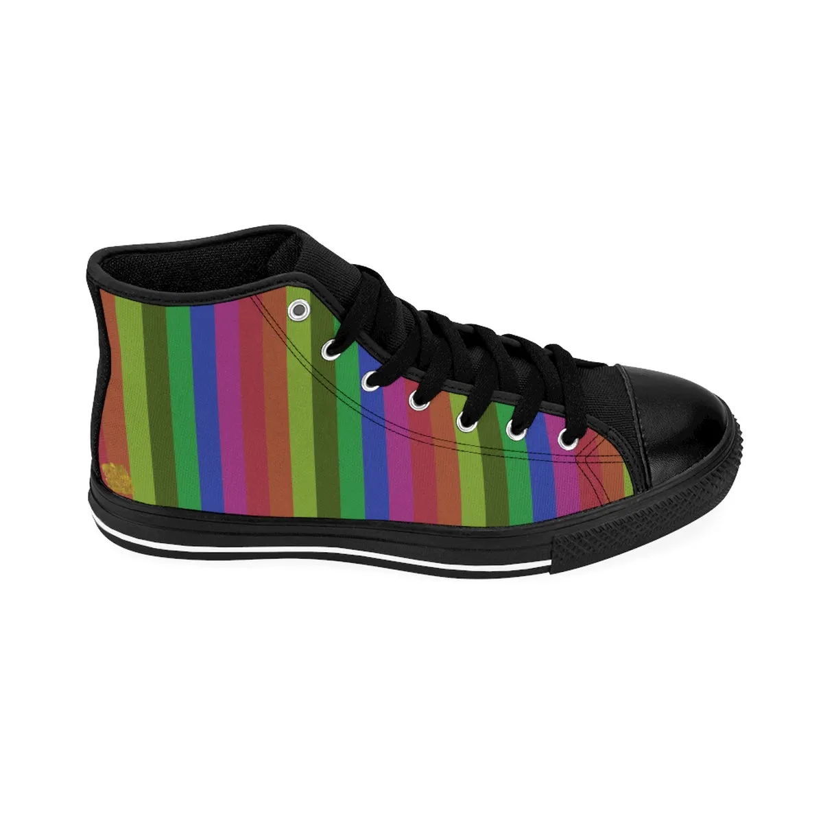 Rainbow Stripe Women's Sneakers, Gay Pride High-top Fashion Running Tennis Shoes