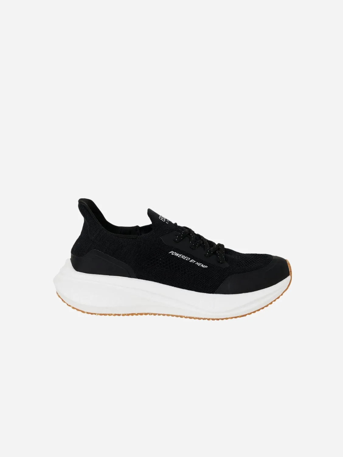 Runners Women's Hemp Leather Trainers | Black & White