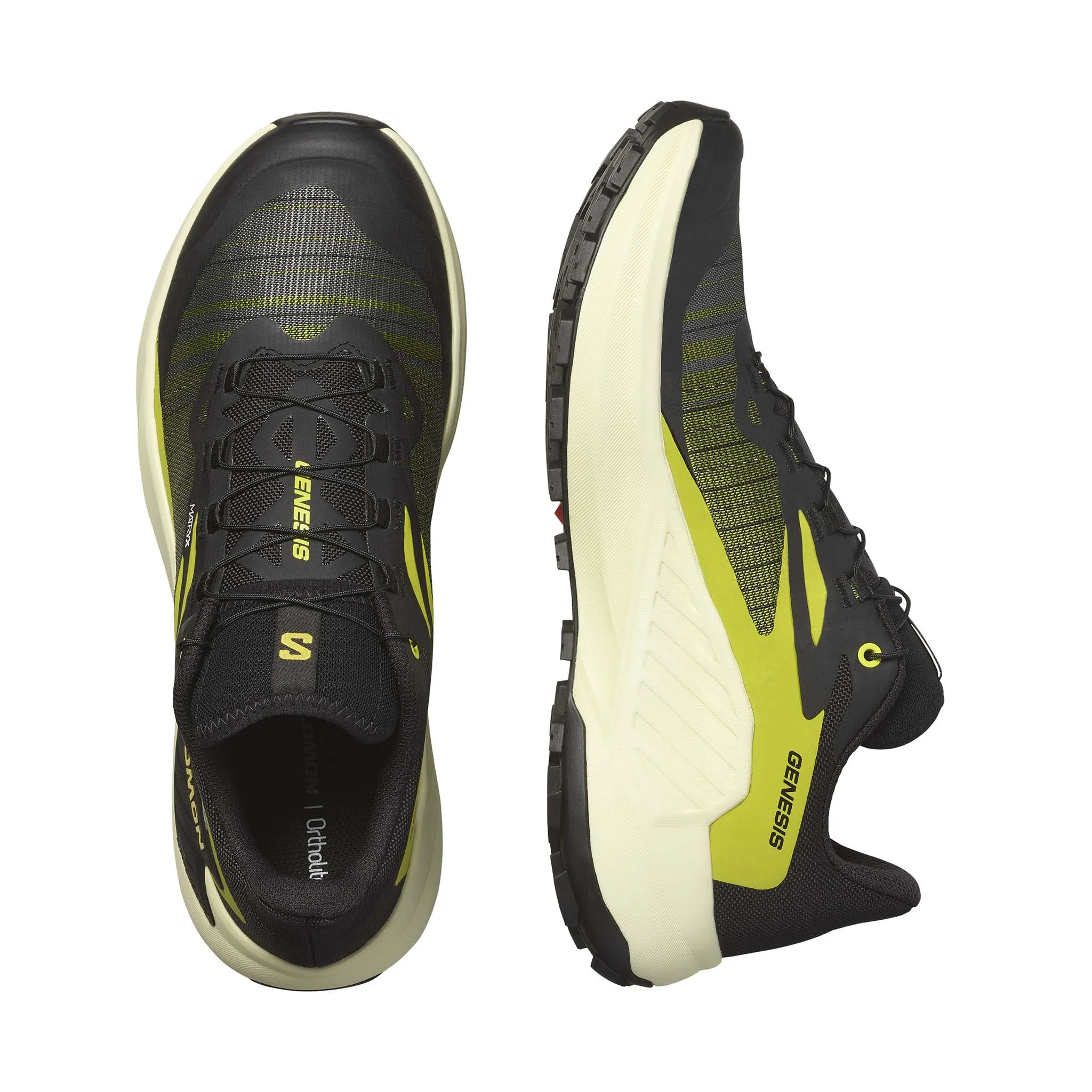 Salomon | Men's Genesis Running Shoes - Black/Sulphur Spring/Transparent Yellow