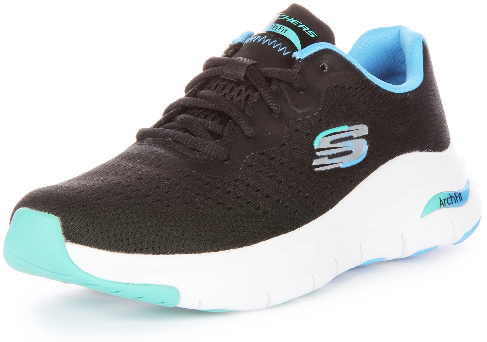 Skechers Arch Fit Infinity In Black Blue For Women